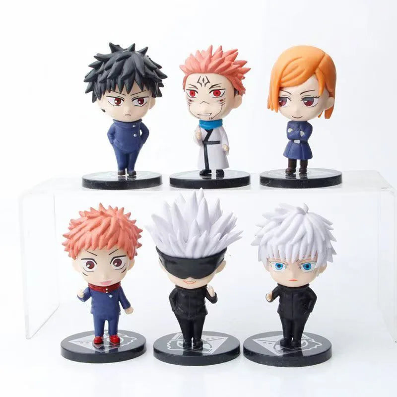 6/8Pcs Anime Jujutsu Kaisen Figures Itadori Yuji Fushiguro Megumi Action Figure Gojo Satoru Kugisaki Nobara PVC Model Toys Dolll