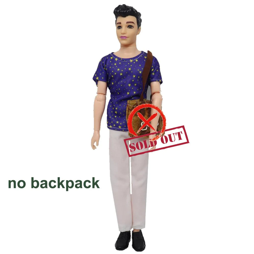 1 Set Ken Doll Cloth Fashion Daily Wear Student Suit With Backbag Schoolbag Male Doll Clothes 1/6 Ken Clothes Doll Accessories