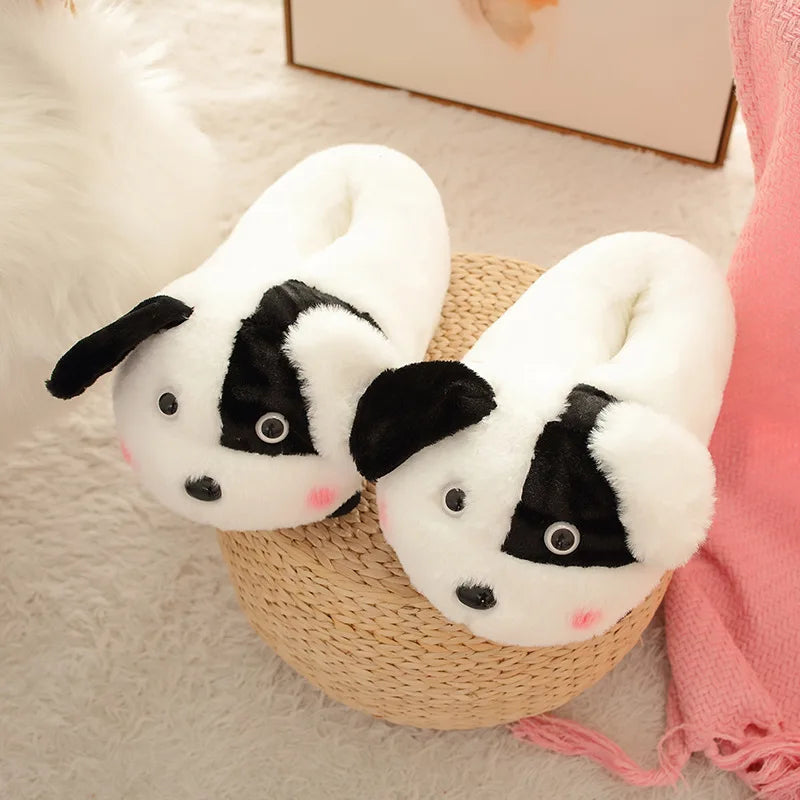 EU36-43 Warm Slippers Cartoon Indoor Flat Long Plush Slippers Home Shoes Floor Slippers Non-slip Duck Pig Girl Boy Couple