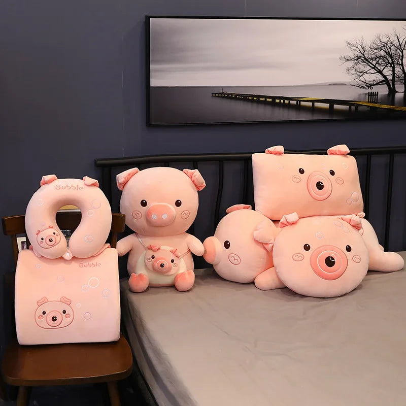 6 Kinds Cute Pig Plush Toys Soft Stuffed Piggy Plush Doll U-shaped Pillow Bed Waist Cushion for Children Girls Birthday Gift