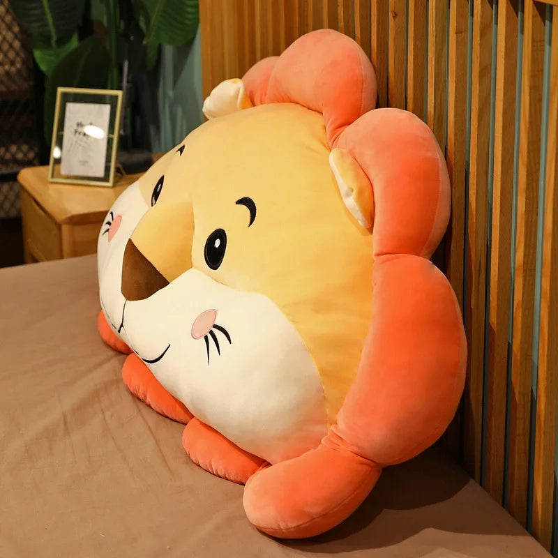 85cm Big Happy Lions Plush Bedside Pillow Cartoon Animal Stuffed Bed Waist Doll Chair Cushion High Quality Kids Birthday Gift