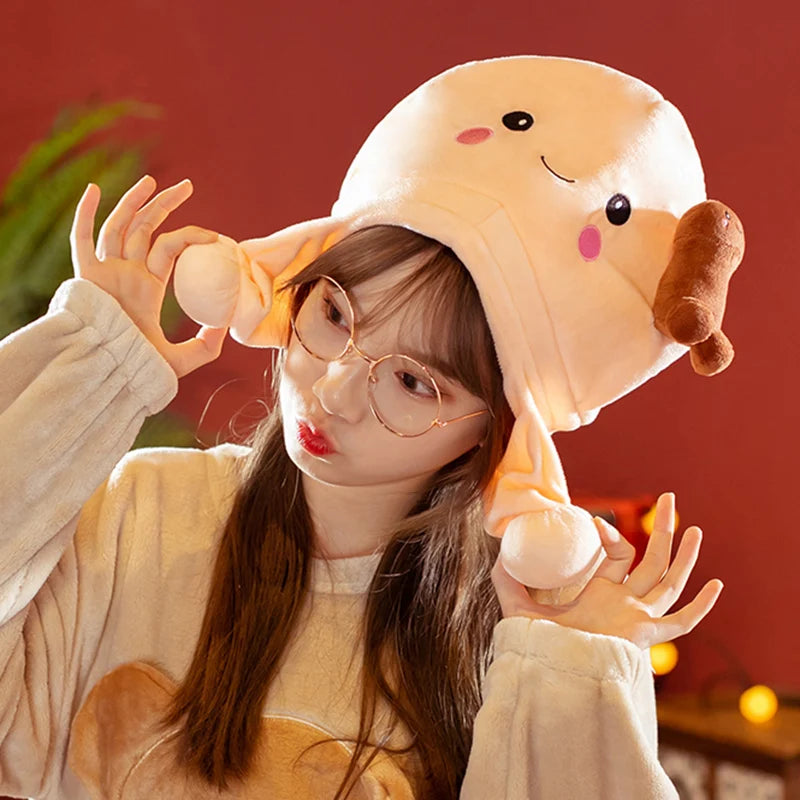 Creative New Funny Real Life Penis Hat Plush Toys Sexy Soft Stuffed Simulation Penis Hat Kawaii New Year Gift For Girlfriend