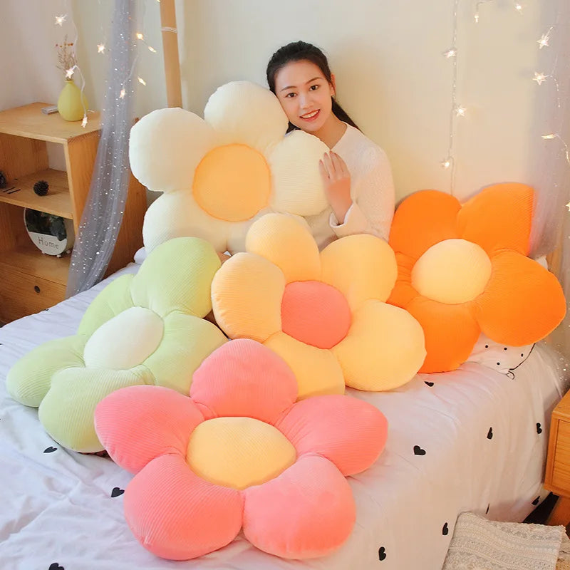 40/50/60CM Flower Plush Cushion Soft Cartoon Plant Stuffed Doll Chair Cushion Sofa Pillow Bed Decorative Floor Mat Kawaii Gift