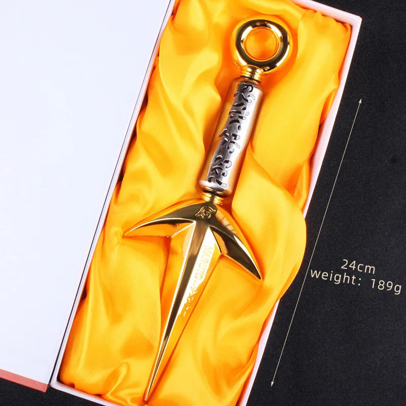 25cm Naruto Ninja Japanese Anime Peripheral Yellow Lightning Namikaze Minato Flying Thunder God Kunai Weapon Model Metal Toys