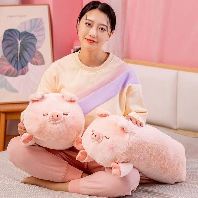 60cm Squish Pig&Fox&Dog&Rabbit Stuffed Doll Lying Plush Piggy Toy Animal Soft Plushie Pillow Cushion Kids Baby Comforting Gift