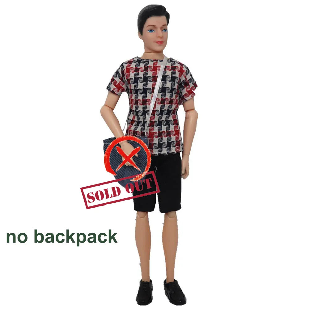 1 Set Ken Doll Cloth Fashion Daily Wear Student Suit With Backbag Schoolbag Male Doll Clothes 1/6 Ken Clothes Doll Accessories