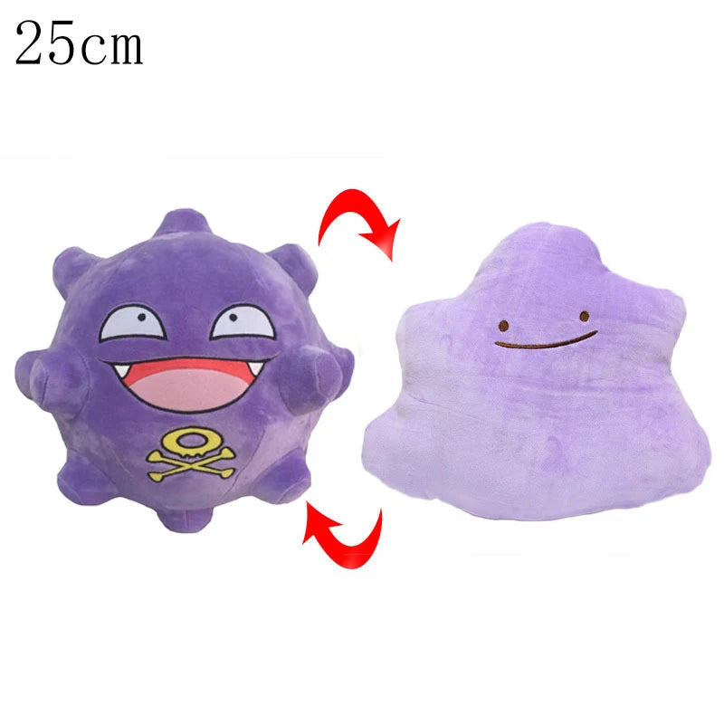 Pokemon Double Sided Ditto Flip Reversible Plush Toy Cartoon Image Expression Eevee Lapras Snorlax Gengar Stuffed Doll Gift