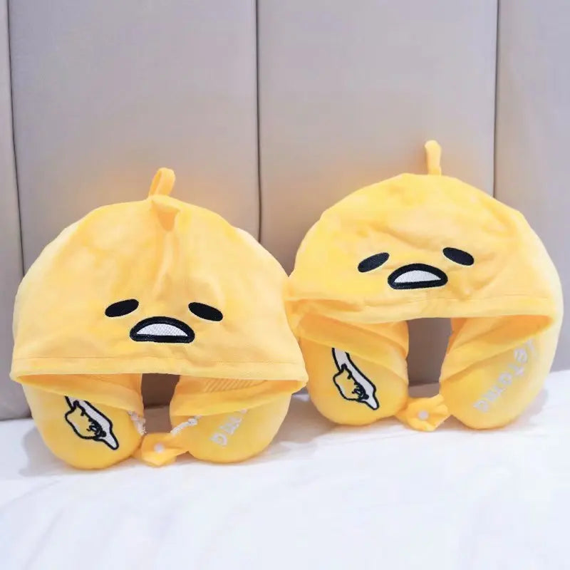 New Style Japanese Anime Cute Egg Yolk Plush Toys  Travel Pillow Shoulder Pad Portable U-shaped Headrest Long Trip  Girl Gift