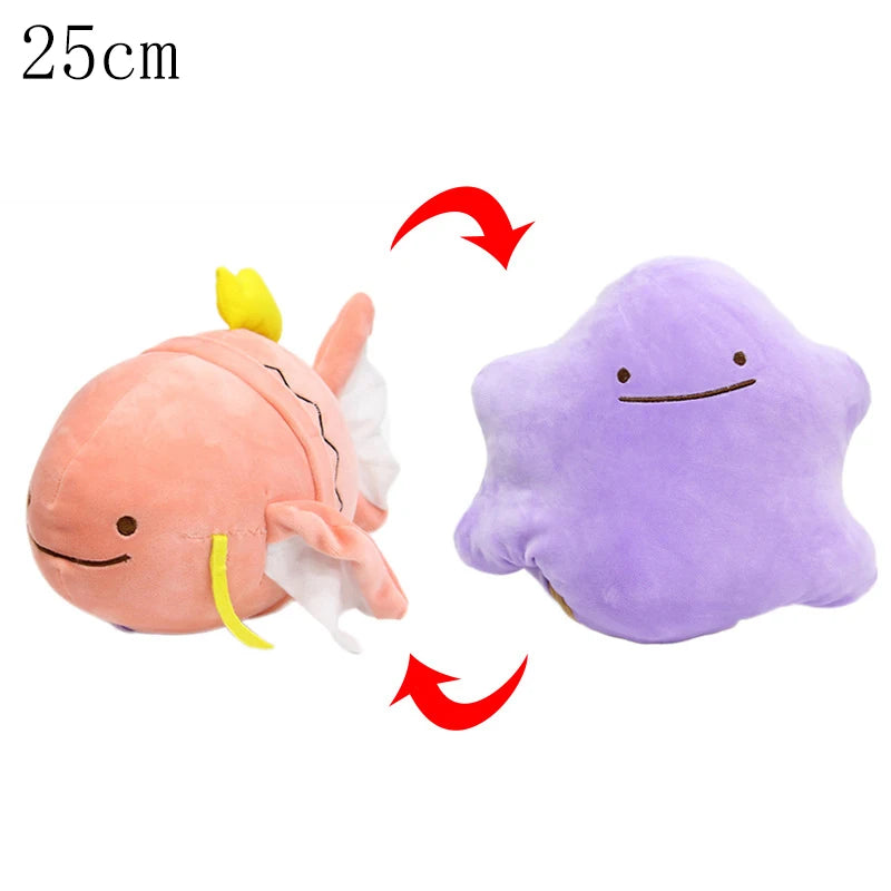 Pokemon Double Sided Ditto Flip Reversible Plush Toy Cartoon Image Expression Eevee Lapras Snorlax Gengar Stuffed Doll Gift