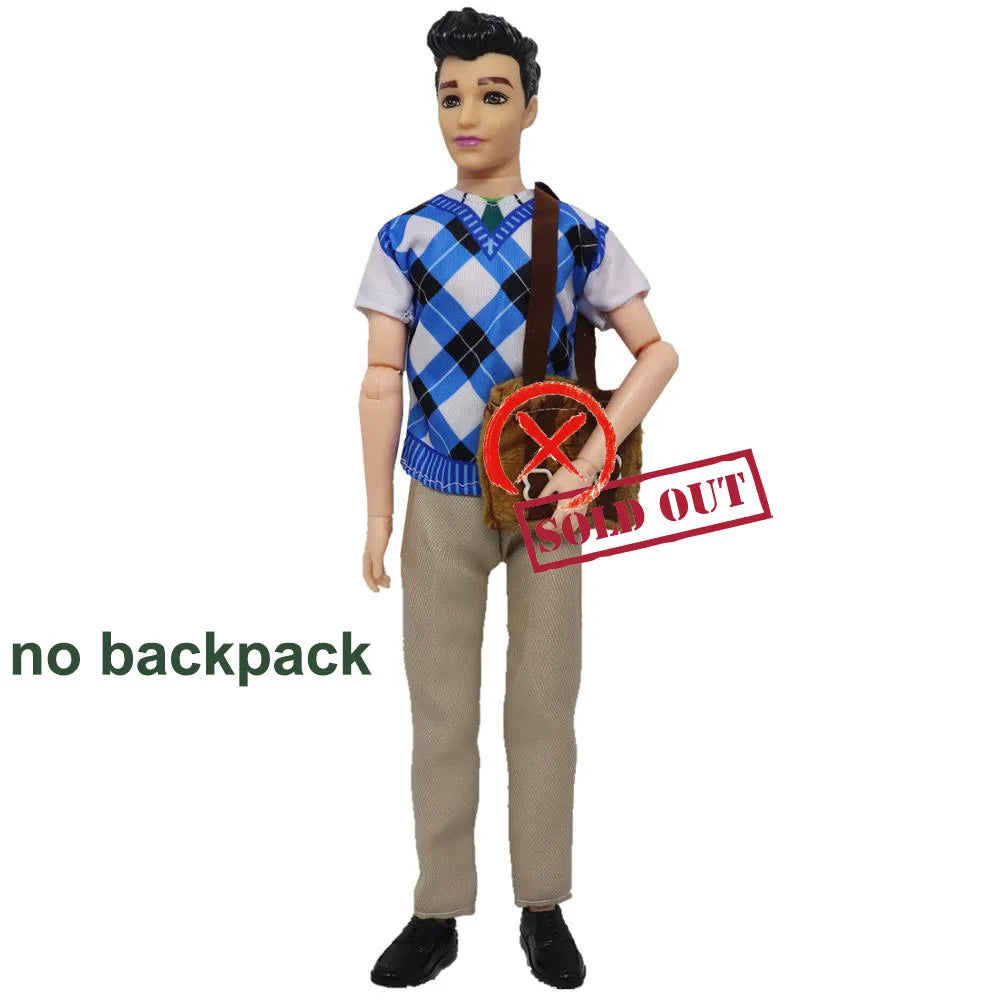 1 Set Ken Doll Cloth Fashion Daily Wear Student Suit With Backbag Schoolbag Male Doll Clothes 1/6 Ken Clothes Doll Accessories