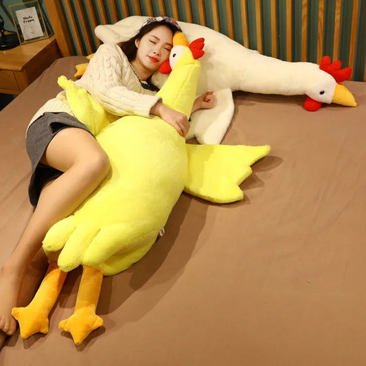 Giant Wings Yellow/White Chickens Plush Toy Stuffed Animal Cock Doll Sleep Long Cushion Boyfriends Pillow Birthday Gift