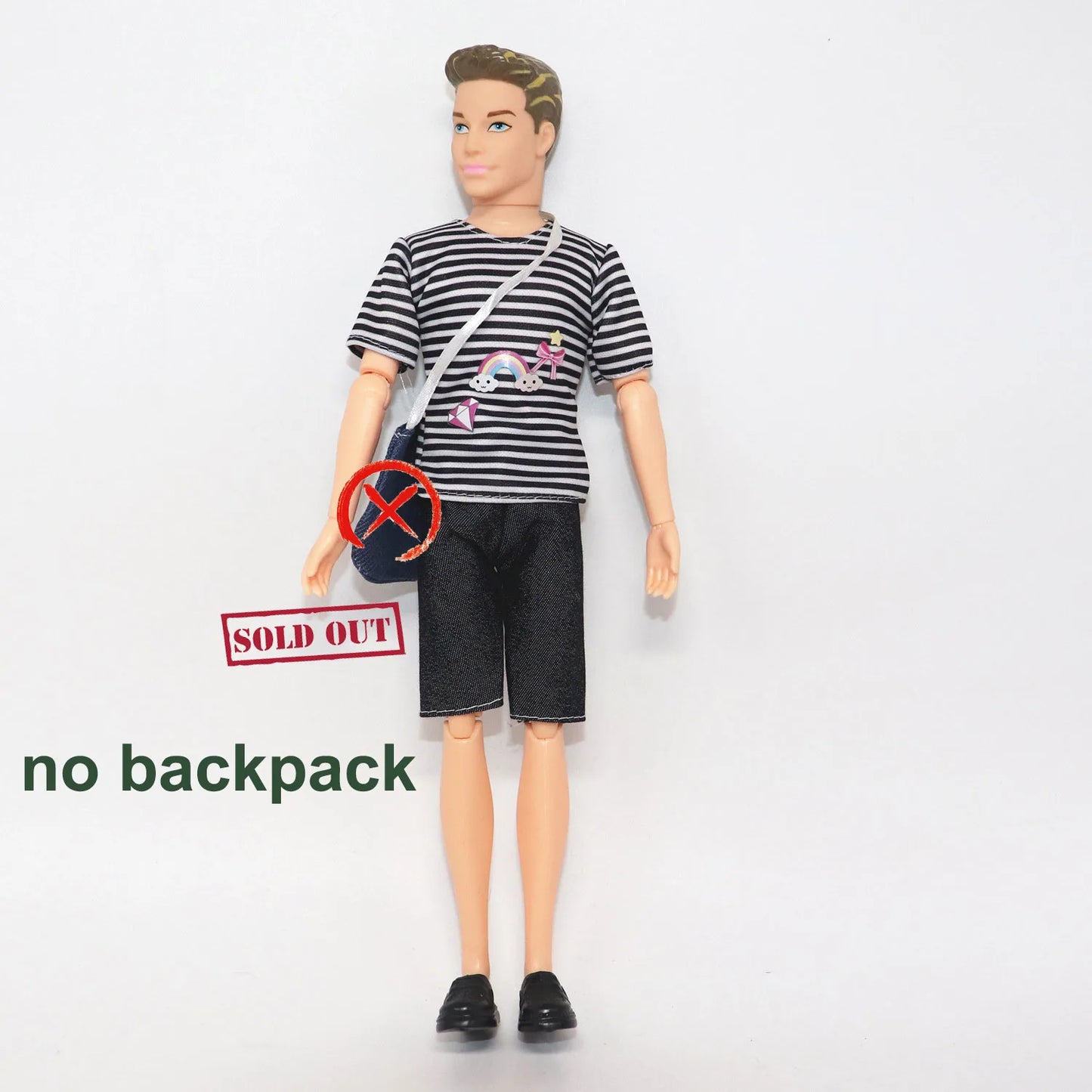 1 Set Ken Doll Cloth Fashion Daily Wear Student Suit With Backbag Schoolbag Male Doll Clothes 1/6 Ken Clothes Doll Accessories