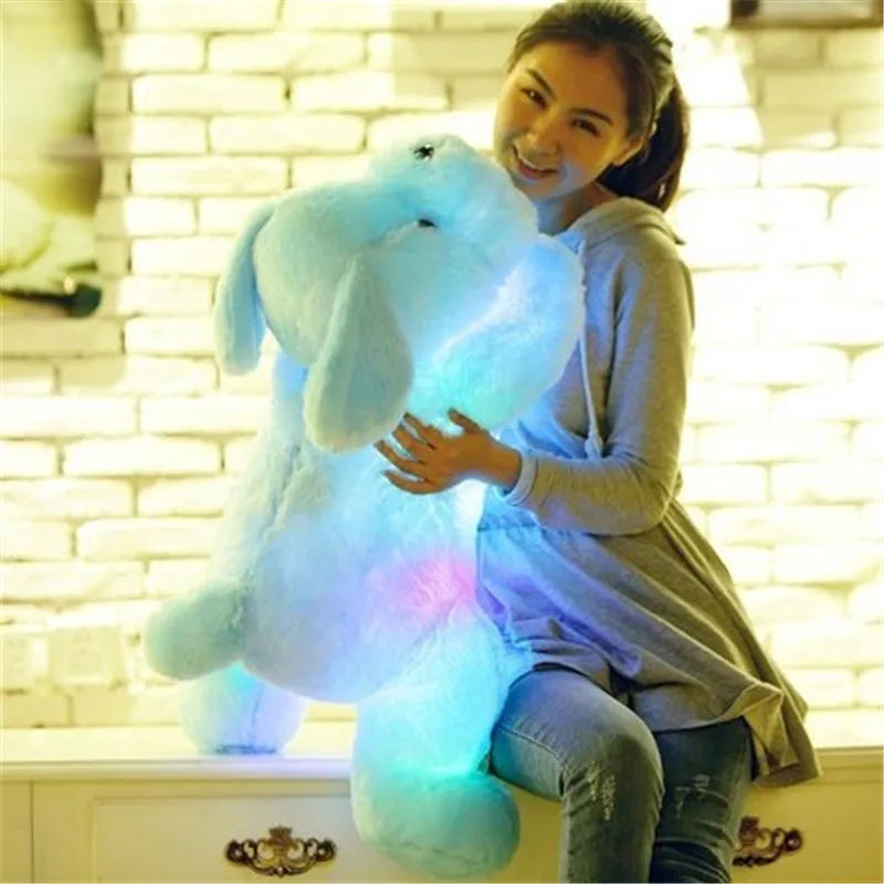 50/35cm Hot Sale Colorful Luminous Dog LED Light Plush Pillow Cushion Kids Toy Stuffed Animal Doll Birthday Gift for Child