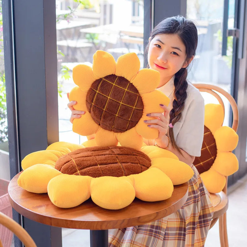 40/50/70CM 1pc Stuffed Sunflower Plush Plant Seat Cushion Flowers Decor Pillow Props For Sofa Chair Indoor Floor