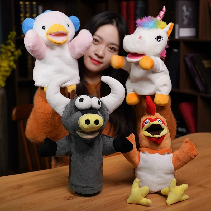 30cm Animal Hand Puppet Cartoon Plush Toys Baby Educational Animal Hand Puppets Pretend Telling Story Doll Toy for Children Kids