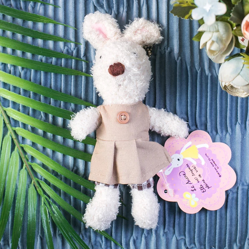 1PC 18cm Cute Rabbit Plush Keychain Toys Mini Bunny Bag Pendants Stuffed Animals Dressing Rabbits Bear Doll for Girls Gift