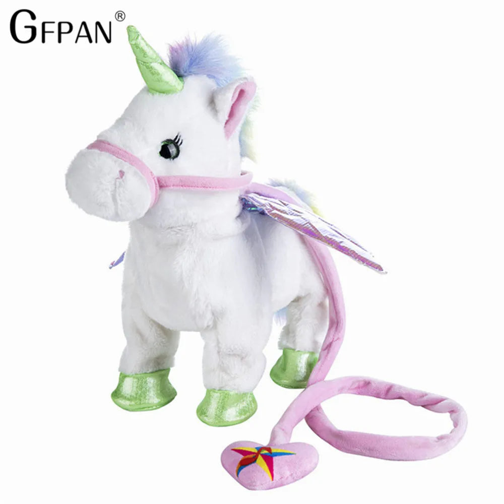 Hot Toy 1pc Electric Walking Unicorn Plush Toy Stuffed Animal Toy Electronic Music Unicorn Toy for Children Christmas Gifts