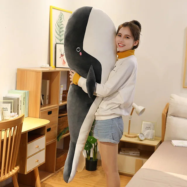 120cm Giant New Whale Plush Toys Big Soft Stuffed Sleeping Pillow Cute Sea Animal Fish Blue Shark Doll Birthday Gift