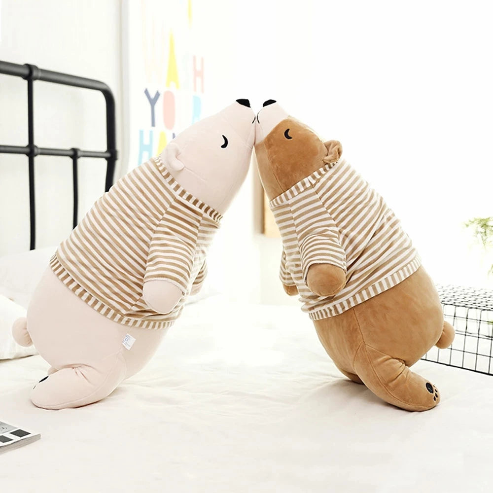 35cm Kawaii Baby Dressing Polar Bear Plush Doll Baby Soft Stuffed Wearable Sleeping Bear Pillow Animal Plush Toy Kids Gifts