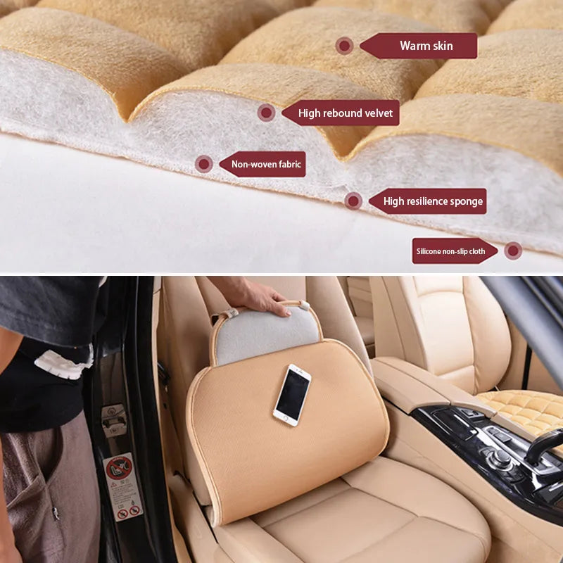 Car Seat Covers Protector Set Universal Auto Front Rear Chair Cushion Pad Warm Plush Automobiles Seat Covers Mat Car Accessories