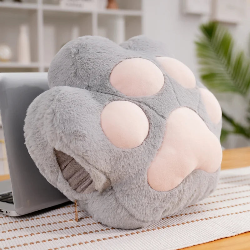 Kawaii Animal Bear Paw Pillow Cute Stuffed Cat Paw Hand Warmer Plush Blanket Home Chair Decor Children Gift