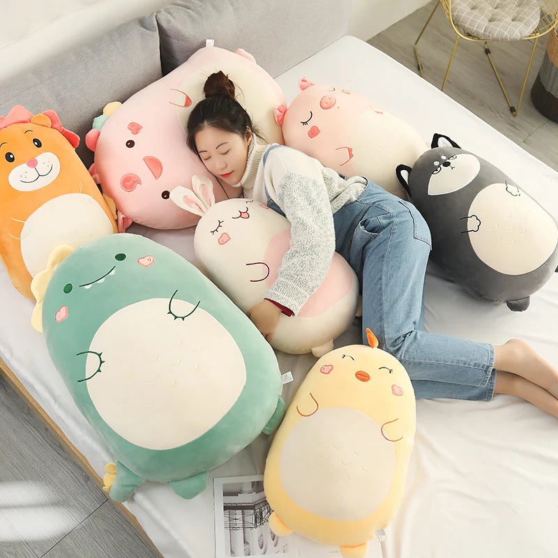 45/60CM Squishy Toy Kawaii Animal Fat Dinosaur Shiba Inu Dog Pillow Plush Toys Cute Rabbit Doll Girls Bed Sleeping Cushion