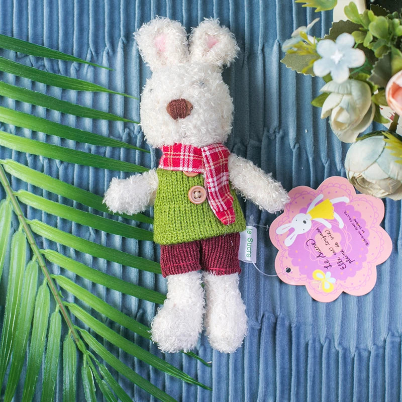 1PC 18cm Cute Rabbit Plush Keychain Toys Mini Bunny Bag Pendants Stuffed Animals Dressing Rabbits Bear Doll for Girls Gift