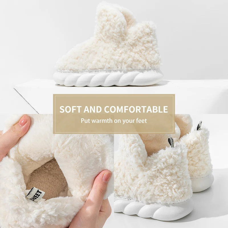 Cotton slippers for women's autumn and winter home use, new indoor plush bags with warm heels for external wear