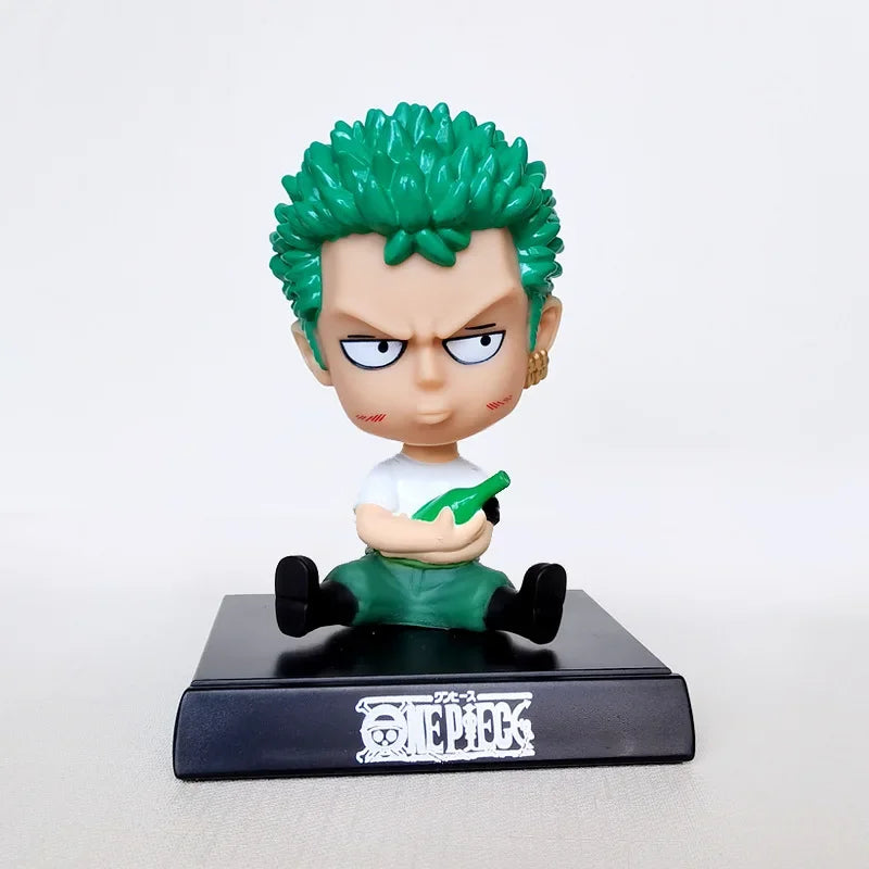 One Piece Luffy Zoro Sanji Bobblehead Toys Anime Figure Q Ver. Chopper PVC Car Decoration Collectible Handmade Model Xmas Gifts