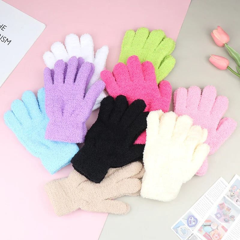 Lovely Coral Velvet Furry Breathable Gloves Winter Solid Color Versatile Plush Thickened Cold-proof