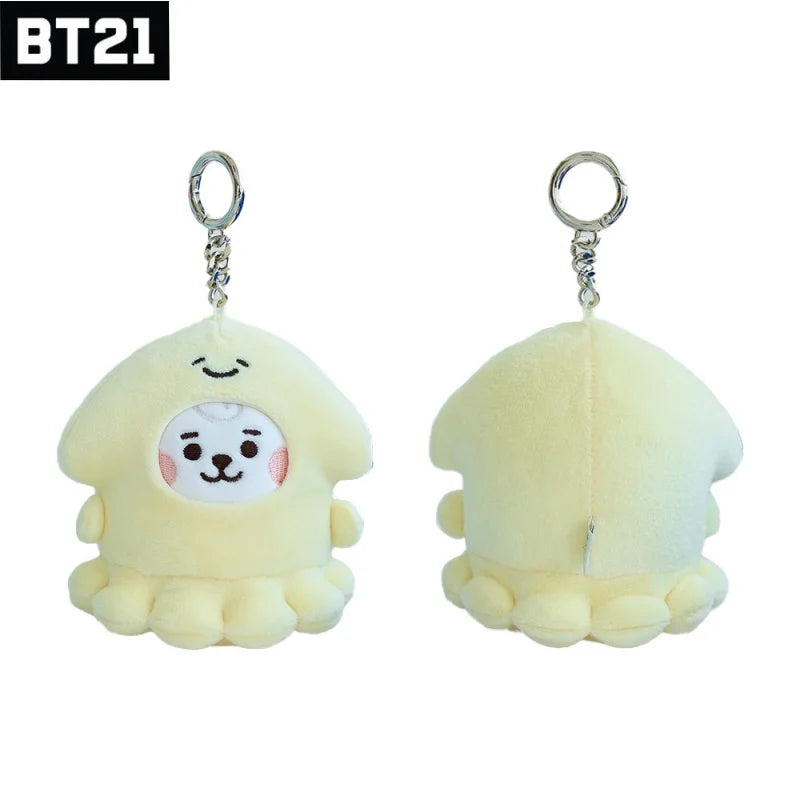 NEW 10CM BT21 Popular Anime Kawaii Cooky Tata Rj Mini Plush Keychain Pendant Ocean Friends Plush Doll Bag Pendant Ornament Gift