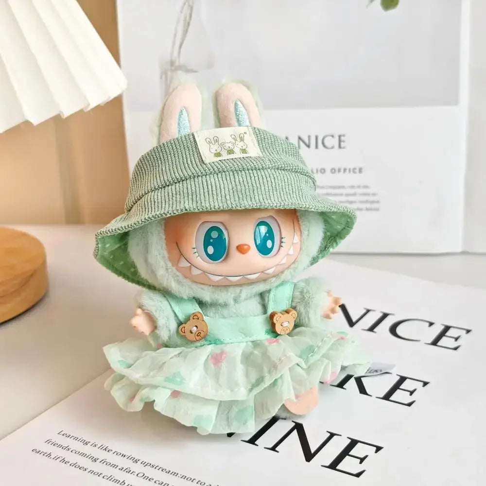 17cm Mini Plush Doll'S Clothes Outfit Accessories For Korea Kpop Exo Labubu V1 V2 Idol baby clothes Wrinkle dress Clothing Gift