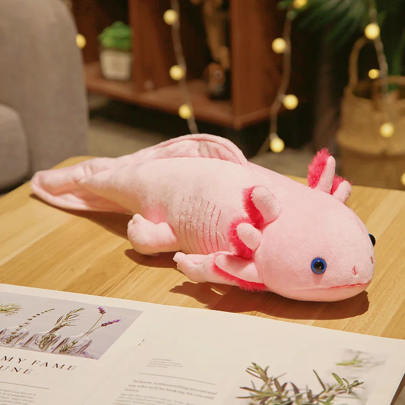 45cm Kawaii Colorful Newt Plush Toy Stuffed Cute Axolotl Salamander Fuzzy Plush Fish Appeasing Long Pillow Cushion Kids Gift