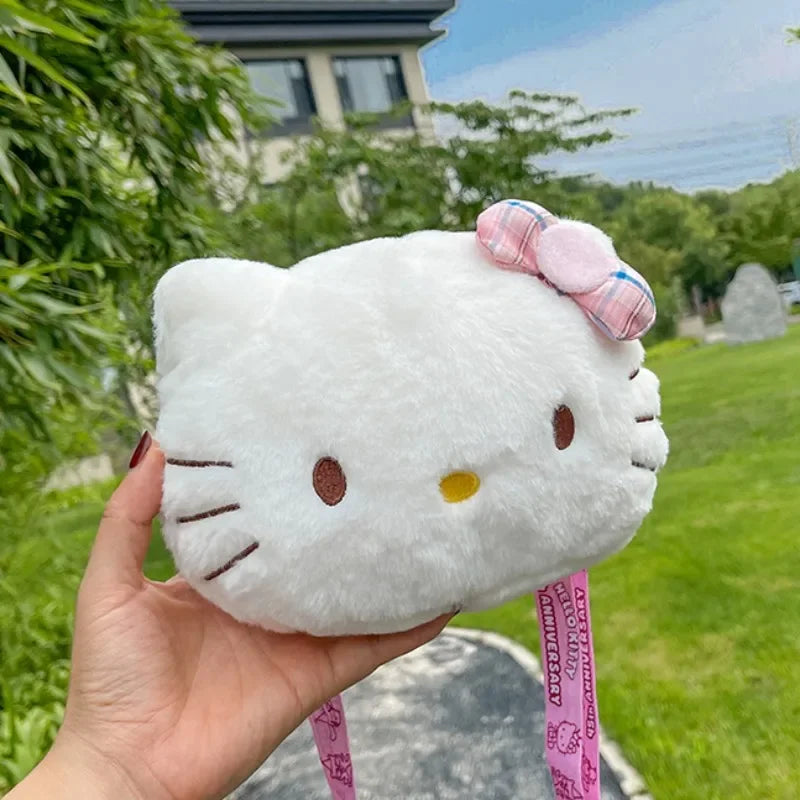 Women Girl Sanrio Hello Kitty Mini Shoulder Bag Kawaii Cartoon Messenger Plush Earphone Bag Girl Kids Cute Luxury Designer 2024