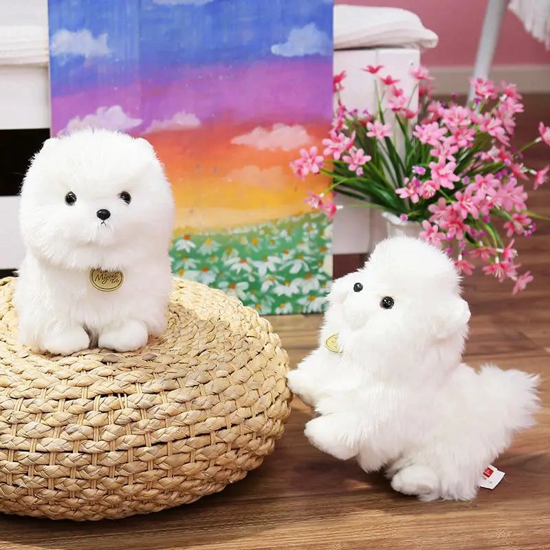 1pc 23cm Lifelike Dog Plush Toy Simulation Stuffed Animal Fluffy Pompom Dog Soft Doll Kids Toys Birthday Christmas Gift