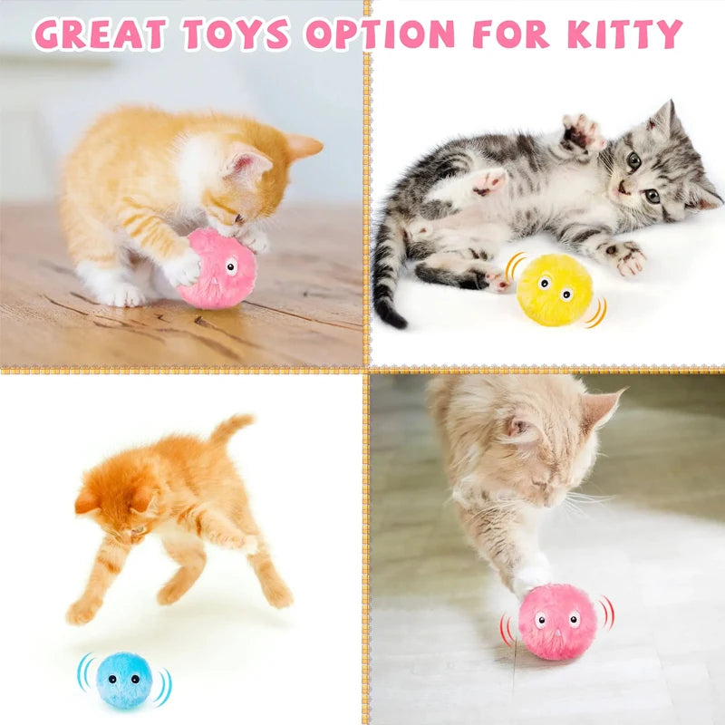 Electric Cat Toy Interactive Ball Catnip Squeaky Toys For Cats Chase Interesting Kitten Toy Not Boring Pet Accessories