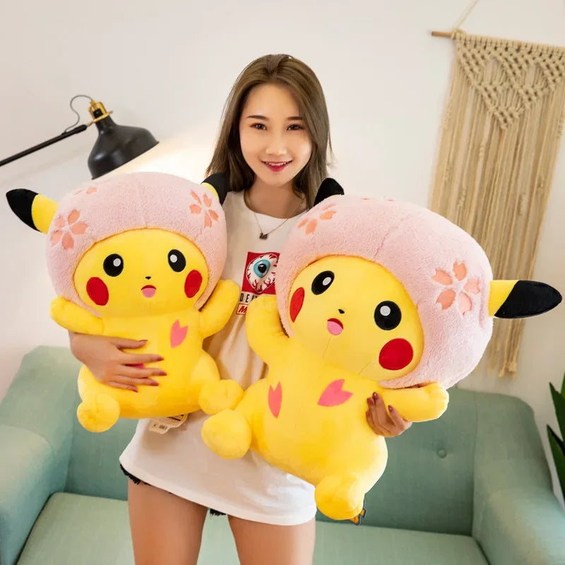 30CM Pikachu Plush Toy Cherry Blossom Anime Cartoon Doll Pillow Plush Toy Girls Kawail Pikachu Gift Foft Plush Pokemon Toys