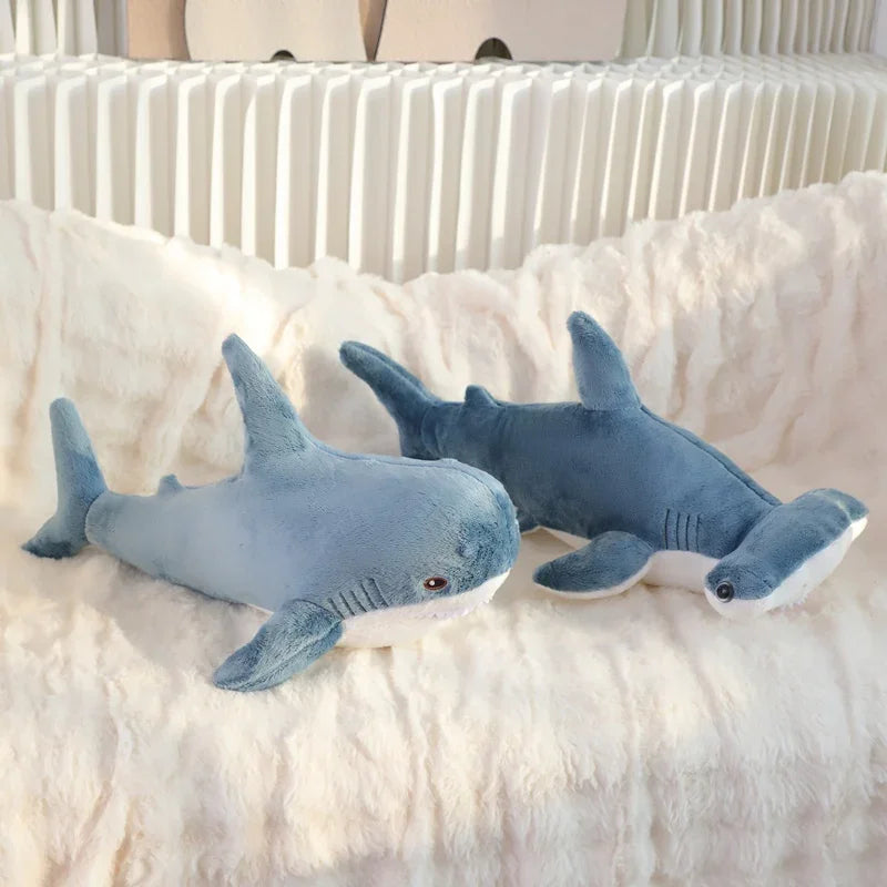 55cm Hammerhead Shark Plush Pillow Stuffed Blue Grey Marine Animal Doll Plushies Toy Sleeping Companion Present Kids Gift