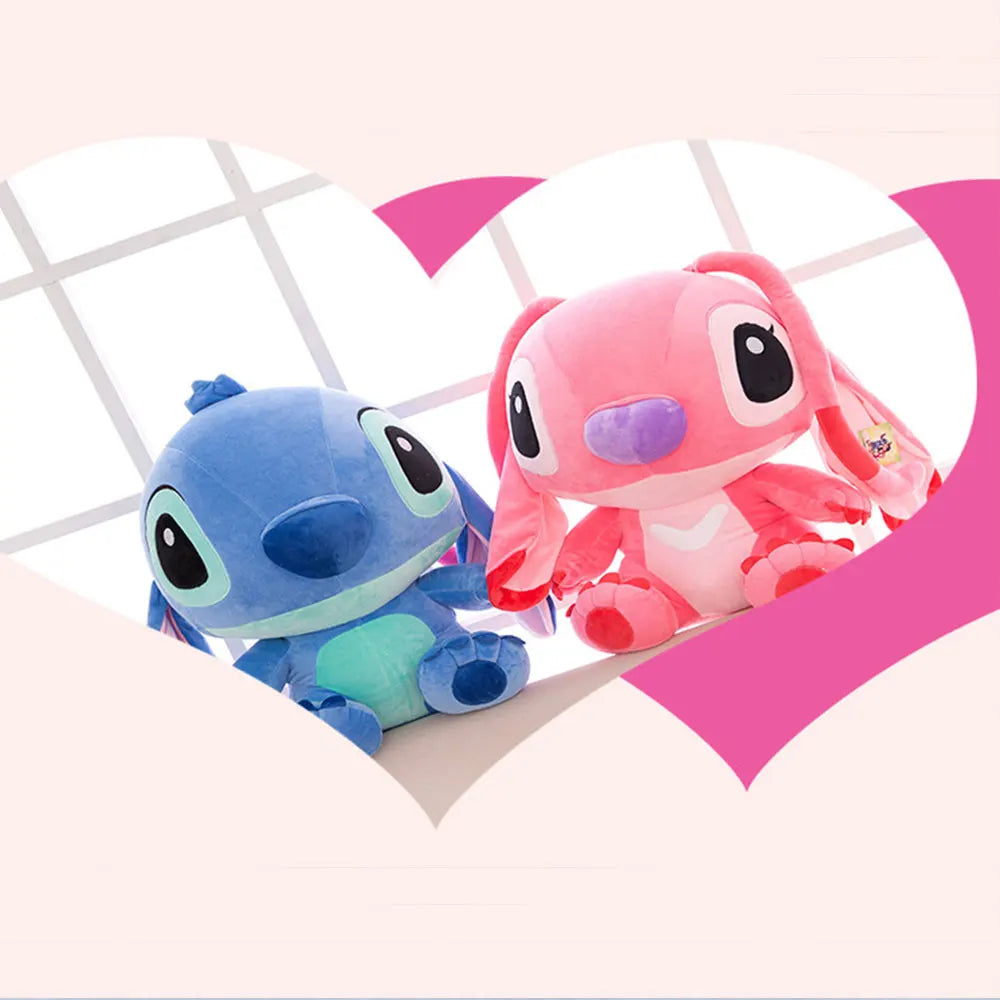 25CM Kawaii Disney Lilo & Stitch Couple Plush Doll Toys Cute Anime Pink Angel Models Stich Plush Baby Toys Kids Birthday Gift