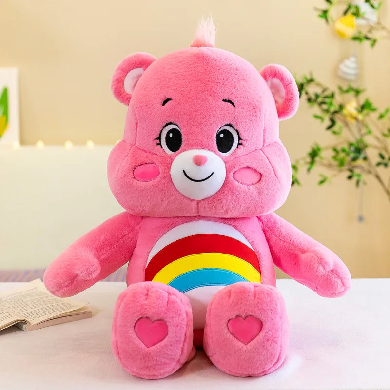 38CM MINISO Disney Carebear Colorful Plush Toy Rainbow Bear  Sleeping Doll Rag Doll Comfort Bear Pillow Companion Birthday Gift