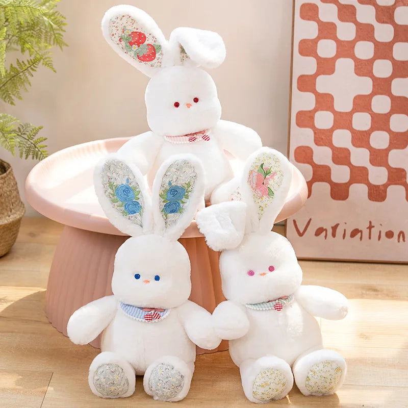 60cm Super Cute Soft Stuffed Animals Sitting White Rabbit With Long Colorful Ears Toys Plush Bunny Dolls Baby Daughter Peluche