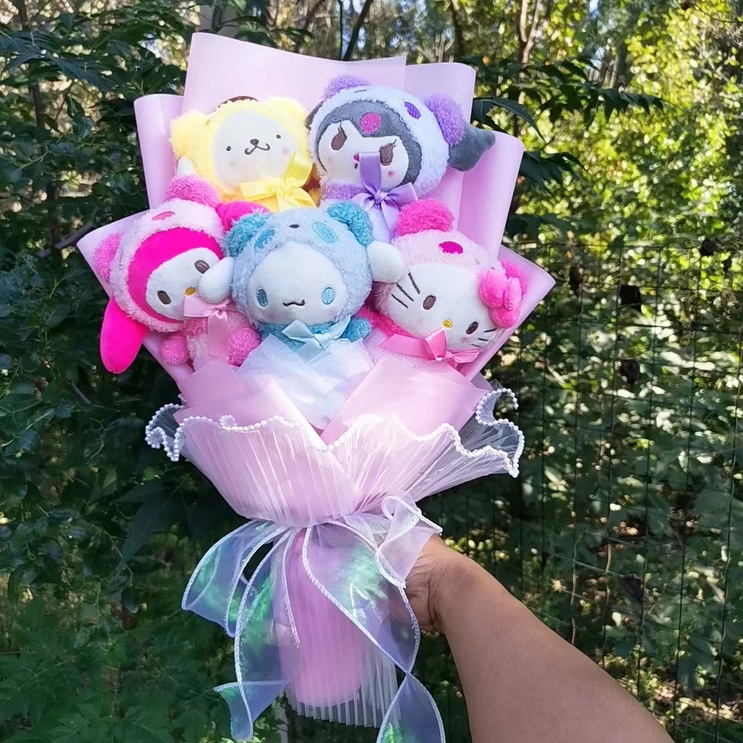 Anime Sanrio Kuromi My Melody Cinnamoroll Hello Kitty Plush  Bouquet Gift Hallowmas Valentine's Day Christmas Girl Friend Gifts