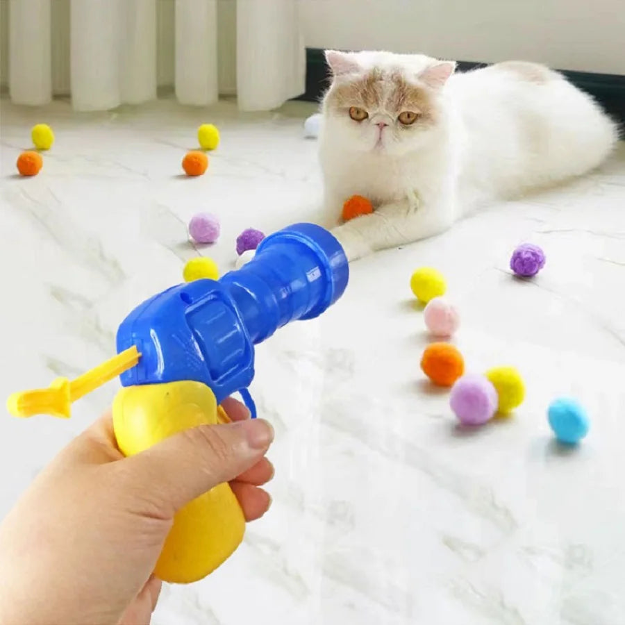 Cat Plush Ball Shooting Gun Relieving Depression Self Hi Silent Ball Cat Toy Plush Ball Micro Elastic Static Sticking Plush Ball