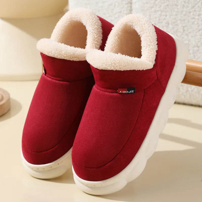 Kidmi Winter Women Shoes Casual House Shoes For Men 2024 Outdoor Warm Cotton Shoes For Women Indoor Plush Padded Slippers Female