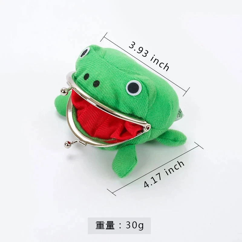 20Pcs/Lot Frog Wallet Coin Purse Keychain Cartoon Flannel Wallet Plush Frog Toy Kid Prize Jewelry Wholesale