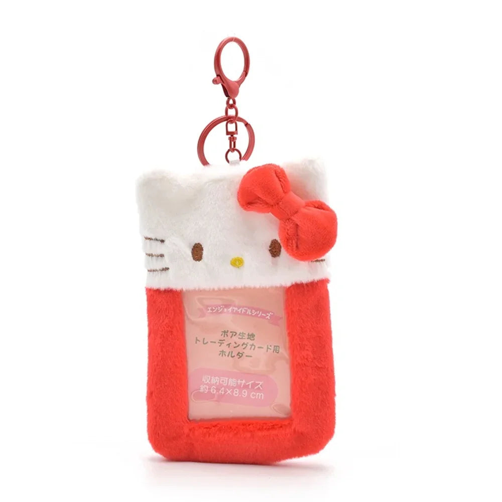 Sanrio Hello Kitty Plush Card Case Keychain Kuromi Melody Card holder Kawaii Photo Card Display Sleeves Cute Bag Pendant Gifts