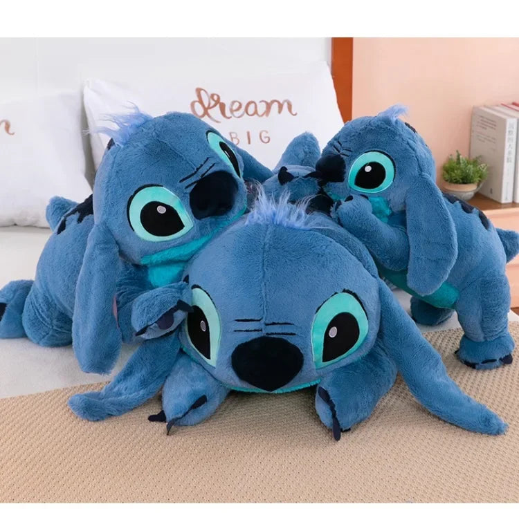 MINISO Puppy Stitch Doll Blue Stitch Plush Long Pillow Toys Girl Sleeping Leg Clamping Plushies Doll Children's Birthday Gift