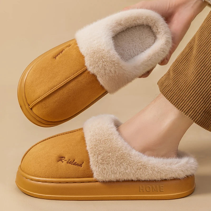 Platform Fluffy Slippers Women House Flats Fashion Plush Winter Designer Shoes Ladies Home Elegant Casual Footwear Big Size