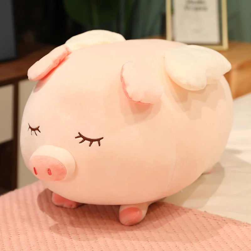 23-75CM Lovely Angel Pig Stuffed Doll  Lying Plush Piggy Toy Animal Soft Plushie Pillow Cushion Kids Baby Comforting Gift