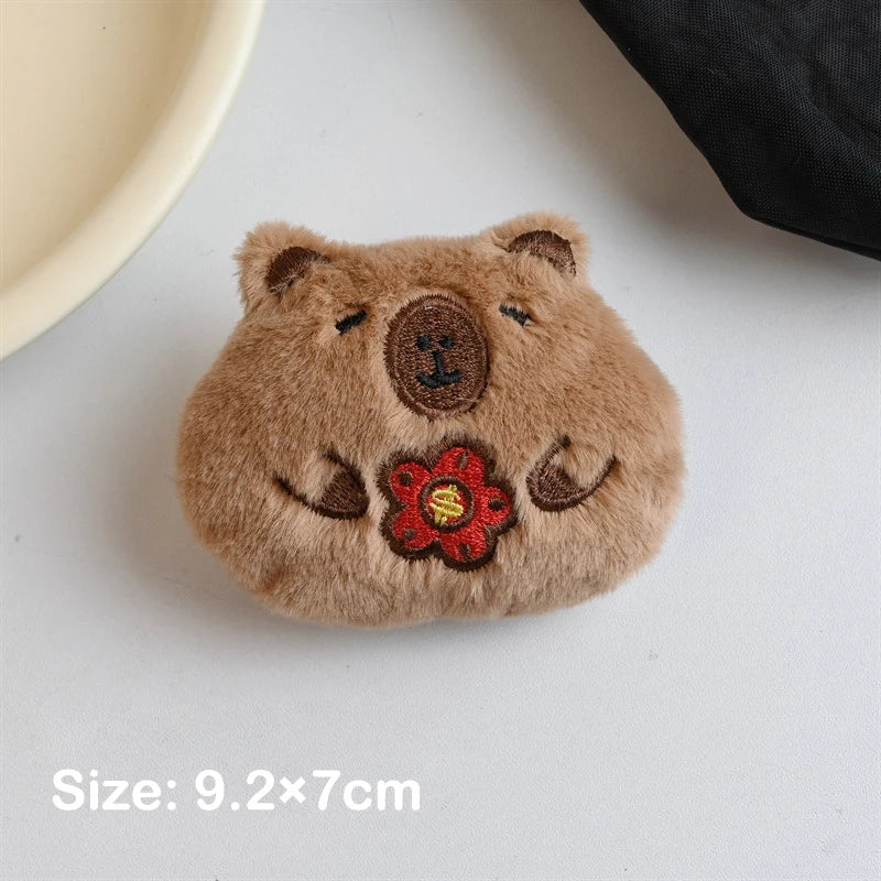 Cute Cartoon Plush Capybara Brooch For Women Girl Clothes Badge Lapel Pins Backpacks Pendant Decoration Accessories